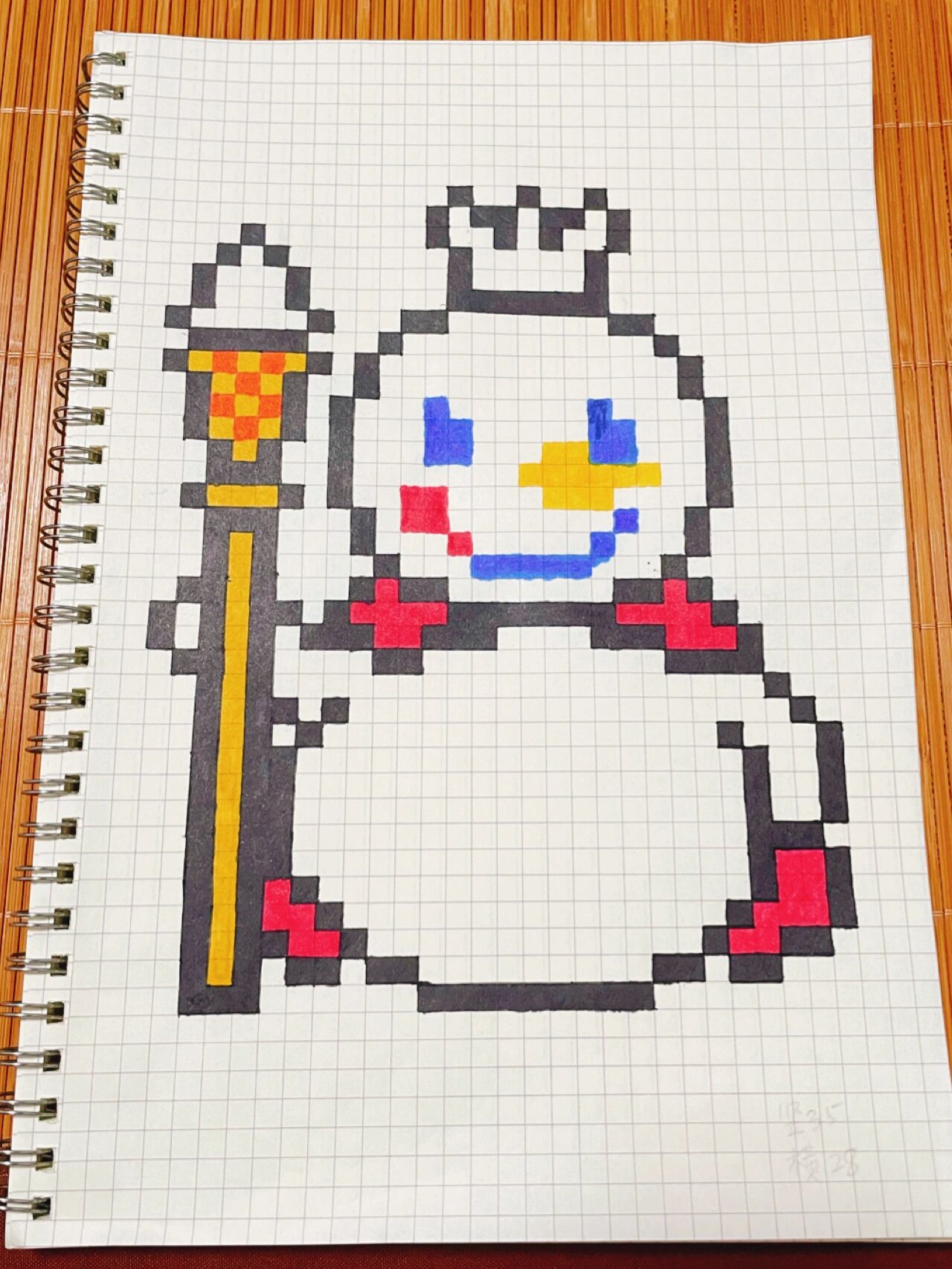 像素画临摹01 雪王 笔:touch mark动漫油性80色 本子:b5网格本 格子