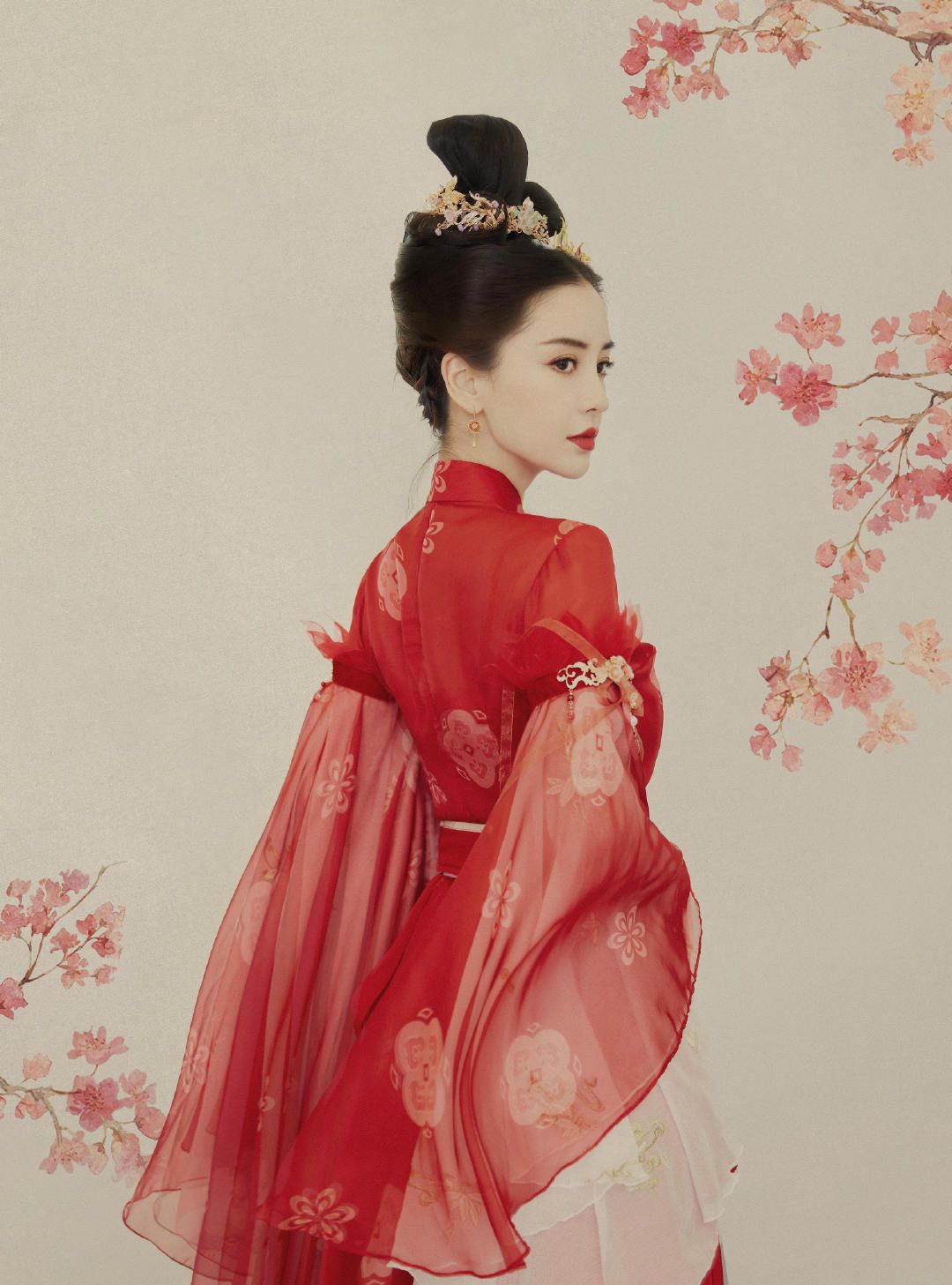 angelababy红衣惊艳古装造型照片杨颖金簪红衣造型美吗