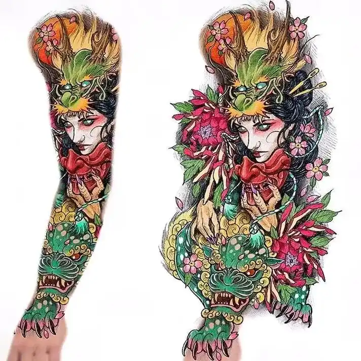 一组精美花臂纹身手稿图案