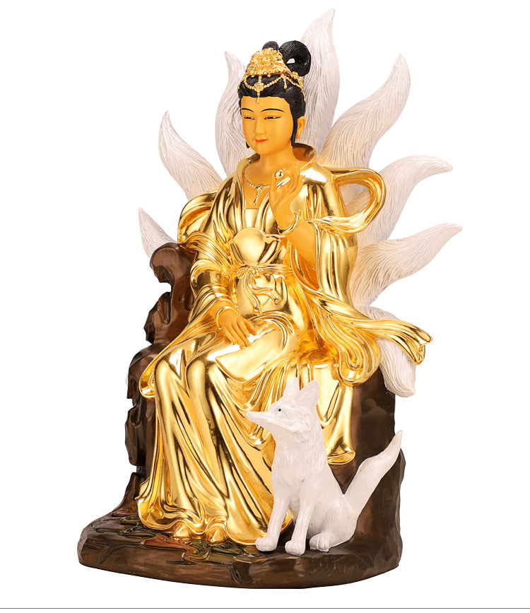 行天宫贴金纯铜九尾狐仙神像狐仙娘娘家用供奉胡仙桃花姻缘神像 30