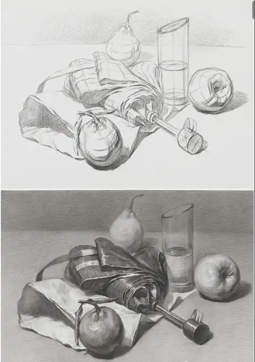 广州东方时代画室素描静物,可以当临摹素材