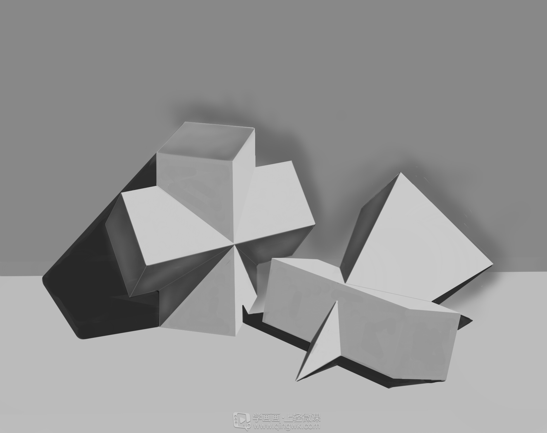 临摹组合几何体—组合体素描美术入门练习