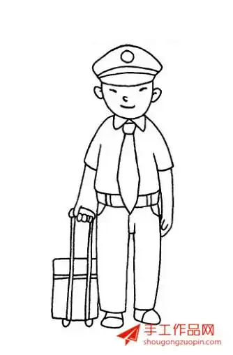 动车列车员简笔画画法