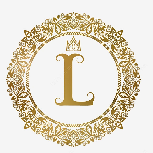英文字母设计金色花边字母l元素免抠png设计图l的艺术字体l字体设计