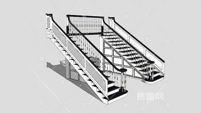 双合式楼梯su模型下载sketchup草图大师skp模型