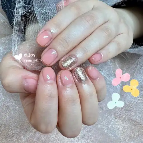 短圆甲夏日小清新冰透美甲