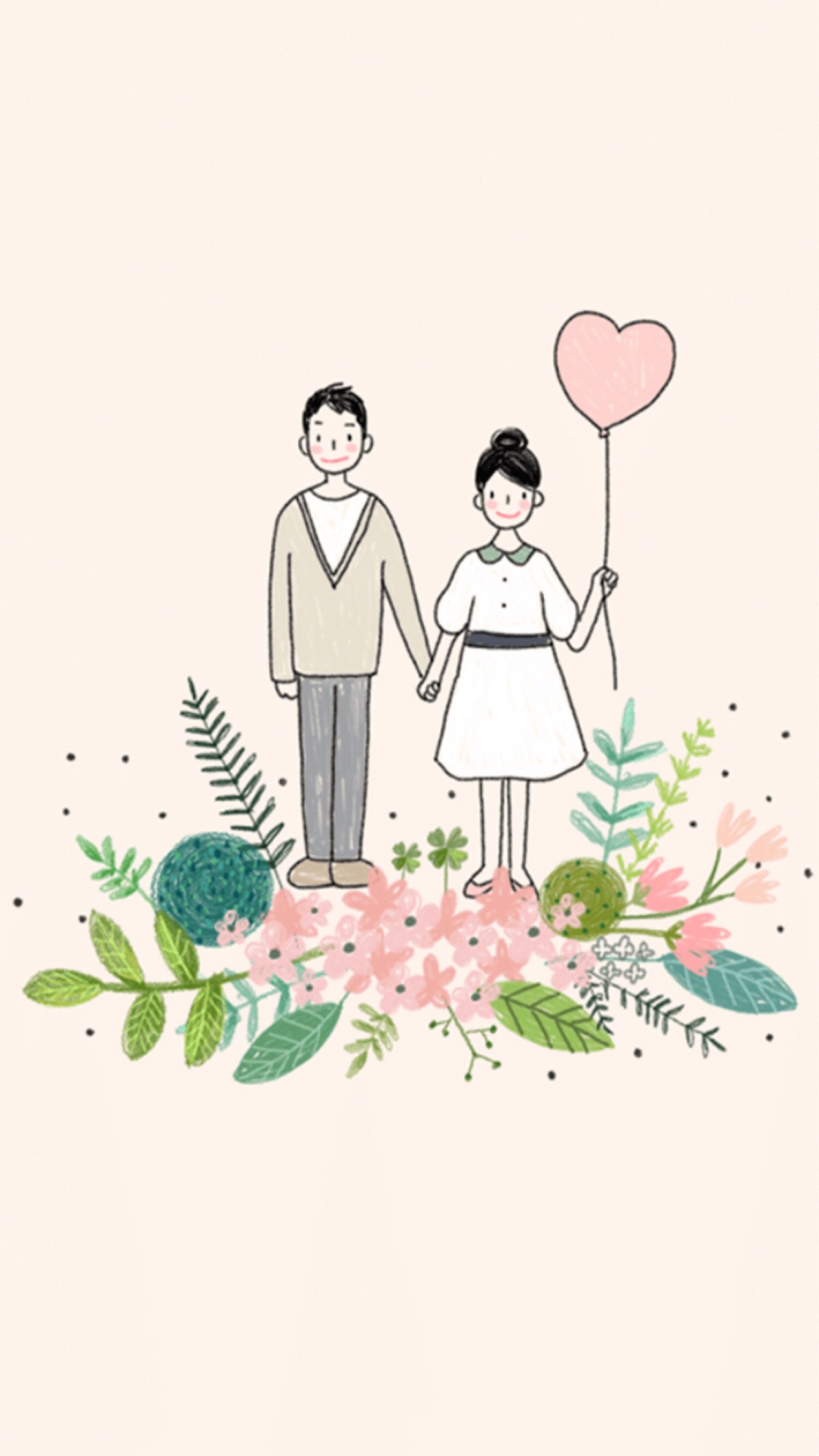 可爱 小清新 手绘 插画 软萌 森系 文艺 情侣 平铺 日韩 素材 壁纸