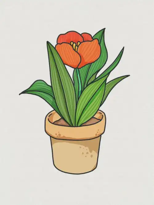 娃幼儿园之前够教咯郁金香简笔画分享