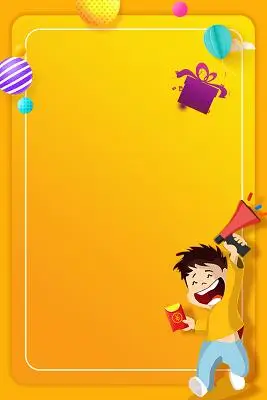 手绘卡通可爱男孩搞事情活动促销桔色背景海报