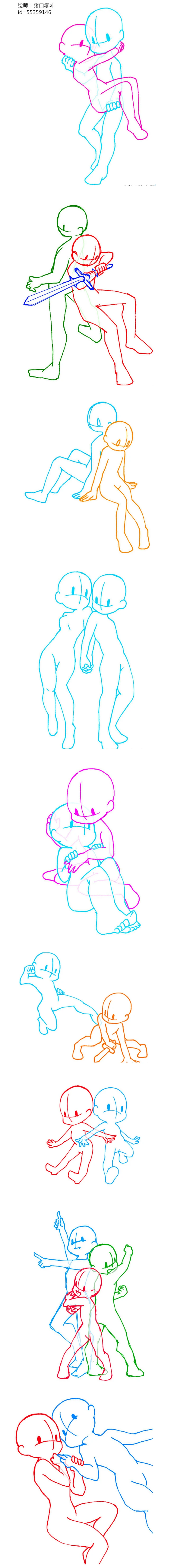 《绘画干货!一组q版小人的cp姿势集!实用度非常高!转需!》