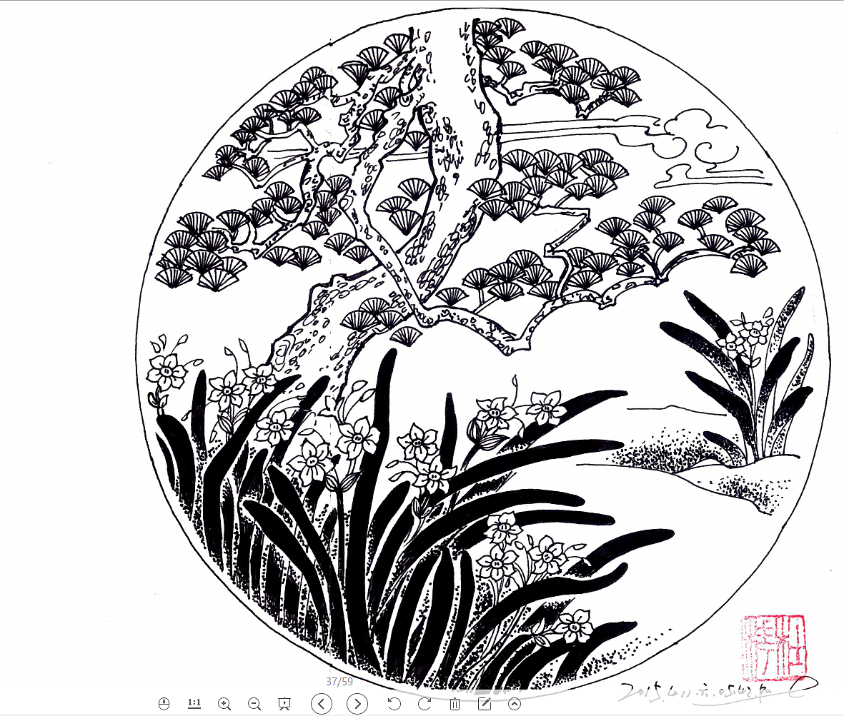 中国风传统插画线稿图