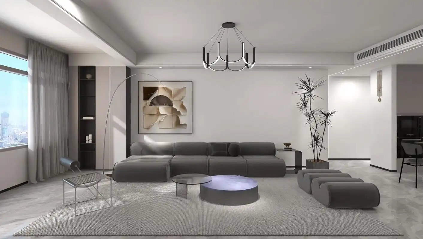 文登云星公园华府136㎡08现代简约.客厅电视背景墙采用电视 - 抖音