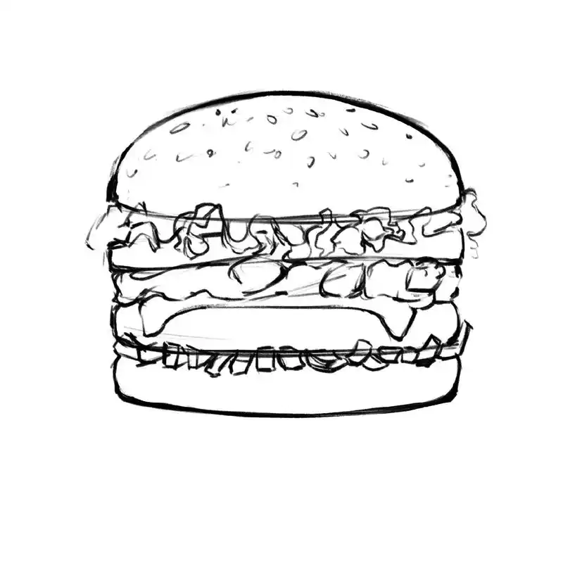 食物绘画过程分享汉堡