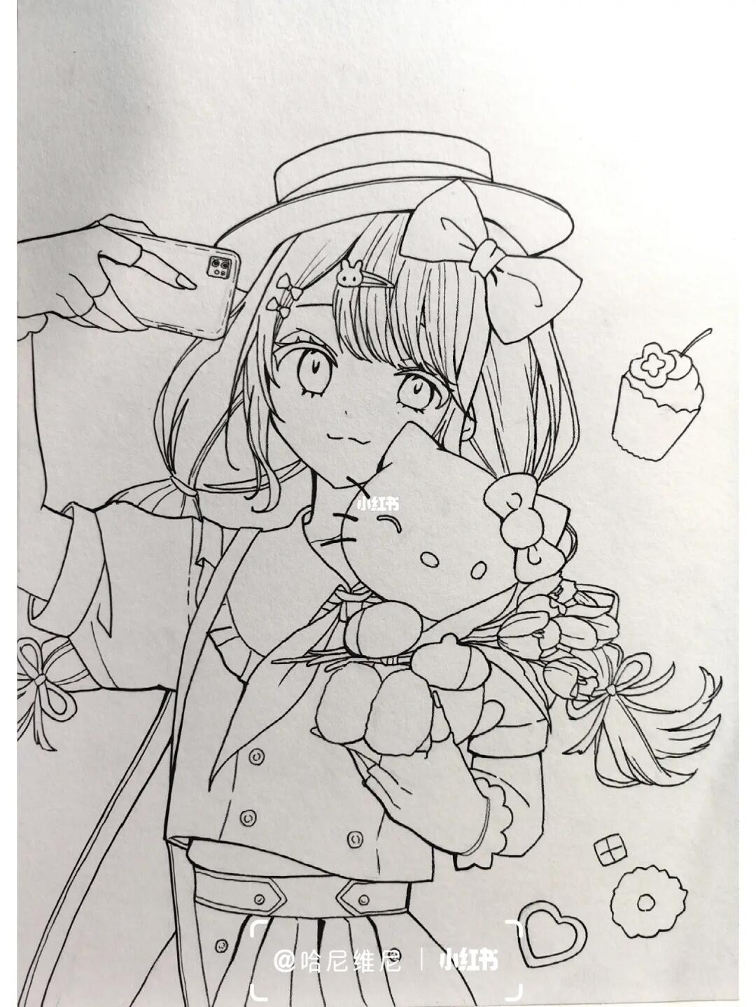 果然画可爱的少女心情最好了#线稿  #动漫  #动漫手绘  #动漫女生头像