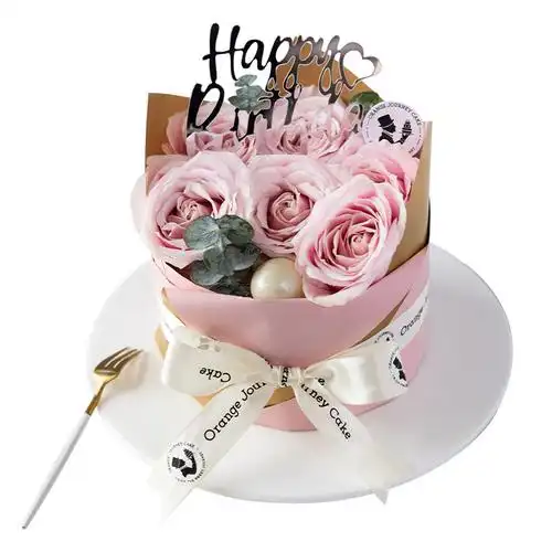 橙路网红创意玫瑰鲜花女士生日蛋糕同城配送北京新鲜生日蛋糕
